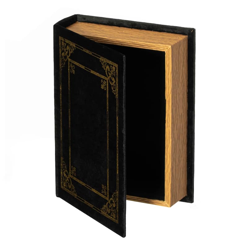 Decorative Vintage Book Shaped Trinket Storage Box - Black