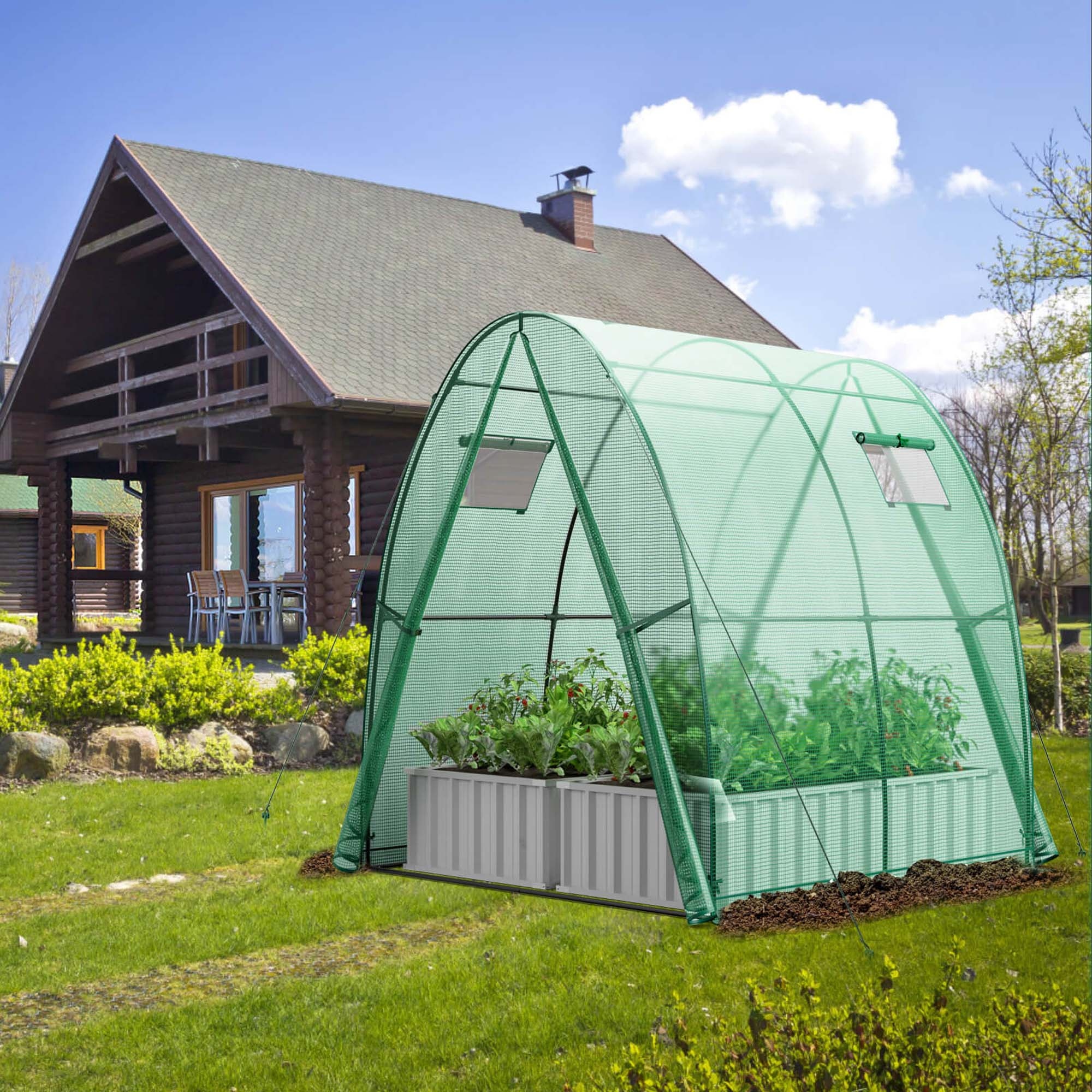 Costway Portable Greenhouse with 2 Zippered Doors 2 Roll-up Screen - See Details