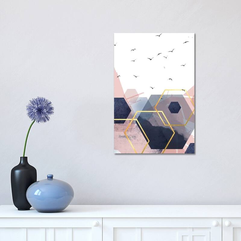 iCanvas "Abstract Navy Blush Gold II" by Urban Epiphany Canvas Print - 18x12x1.5