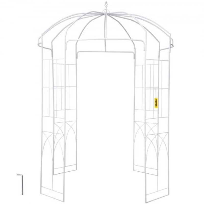 Outdoor Metal Garden Arbor Arch, Birdcage Trellis for Climbing Plants