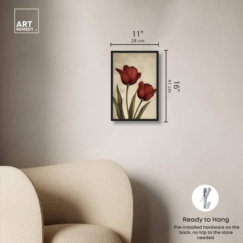 Deep Red Tulips Canvas by Art Remedy