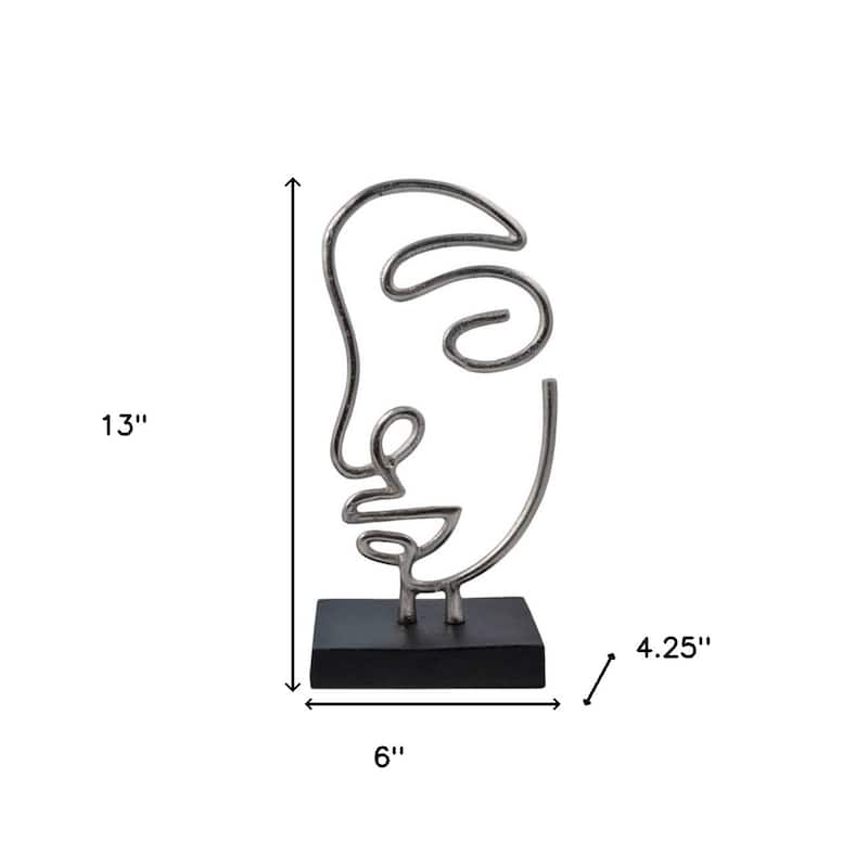 HomeRoots Set of Two Black and Silver Aluminum Tabletop Sculpture - 6' X '13' X '4.25