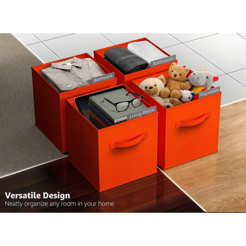 Sorbus Fabric Storage Bins 13" Foldable Cubes With Handles For Pantry, Cubbies, Toy And Closet Shelving Organization - 6Pk