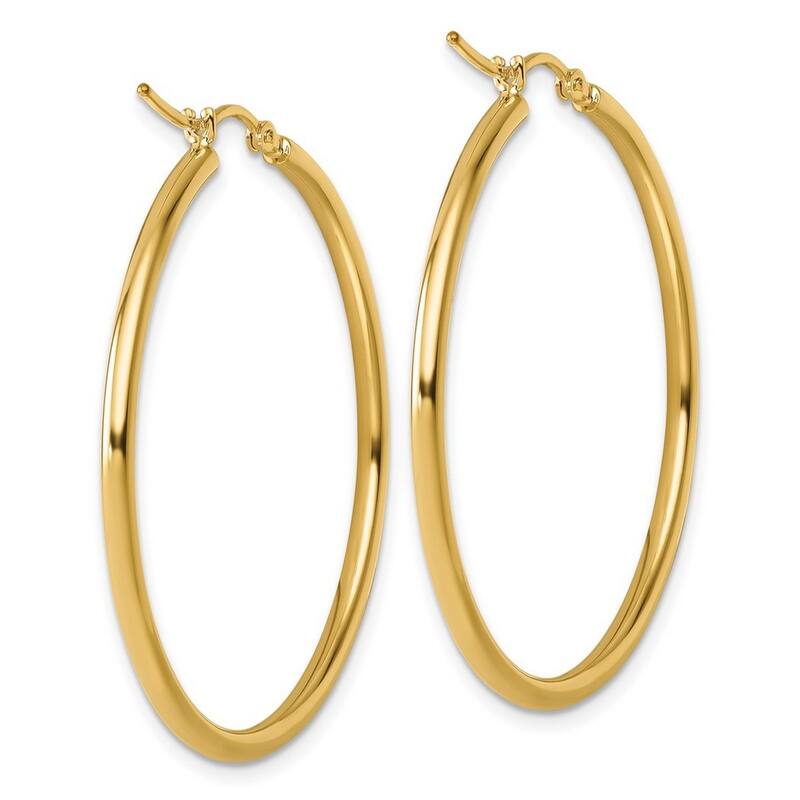 Curata 10k Yellow Gold Polished 2x40mm Classic Hoop Earrings