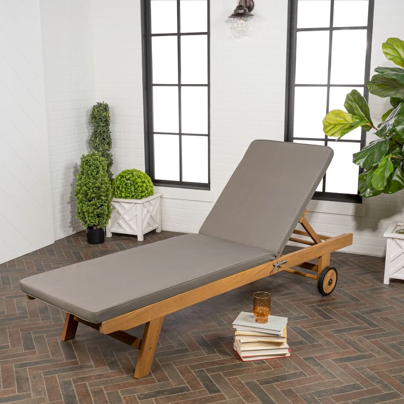 Adjustable Outdoor Chaise Lounge w/ Cushion & Wheels - JONATHAN Y