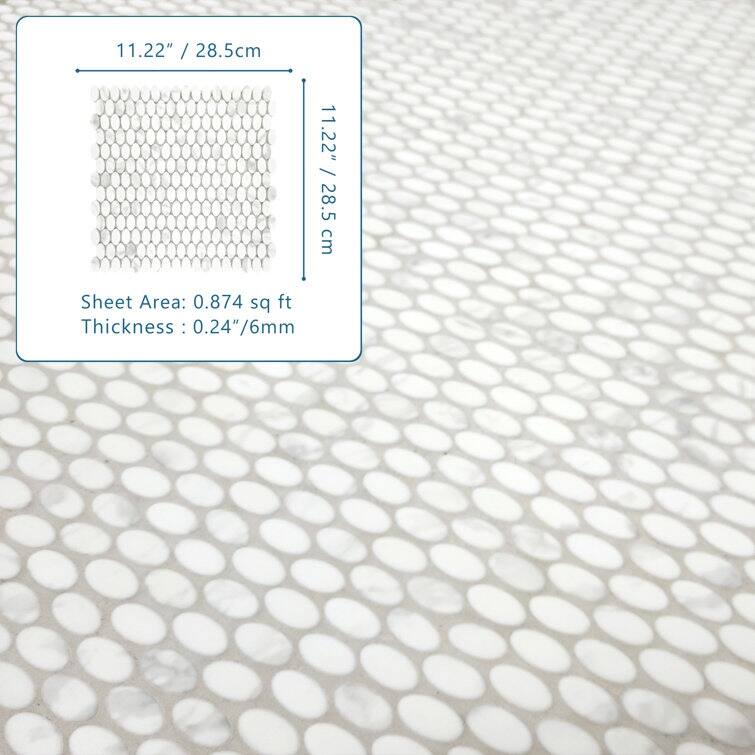 11" x 11"Oval Marble Looks Mosaic Tile