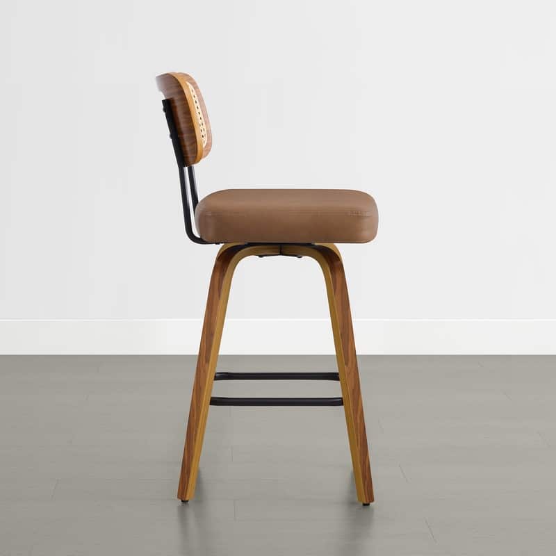 Spruce & Spring 26" Swivel Bar Stool with Bentwood Back or PE Rattan Back