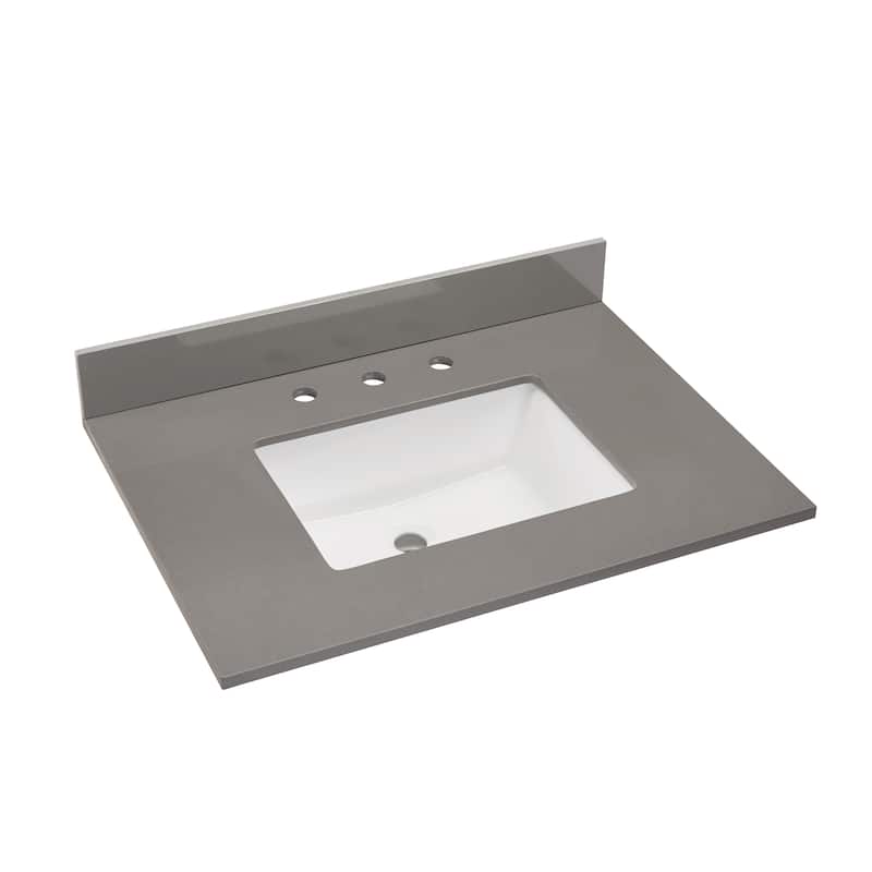 Altair Madrid Bathroom Vanity Countertop in Concrete Grey with White Sink without Vanity