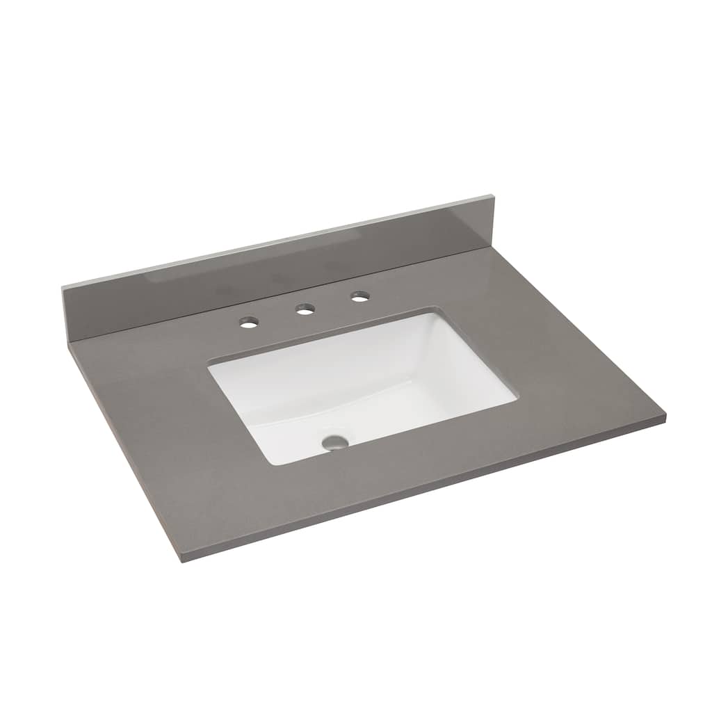 Altair Madrid Bathroom Vanity Countertop in Concrete Grey with White Sink without Vanity