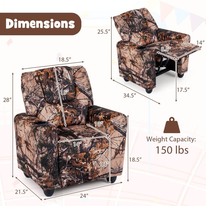 Costway Kids Recliner with Cup Holder with Adjustable Backrest &