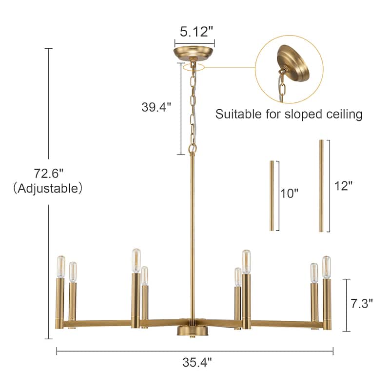 8-Light Classic Candle Chandelier Kitchen island Hanging Pendant for dining room