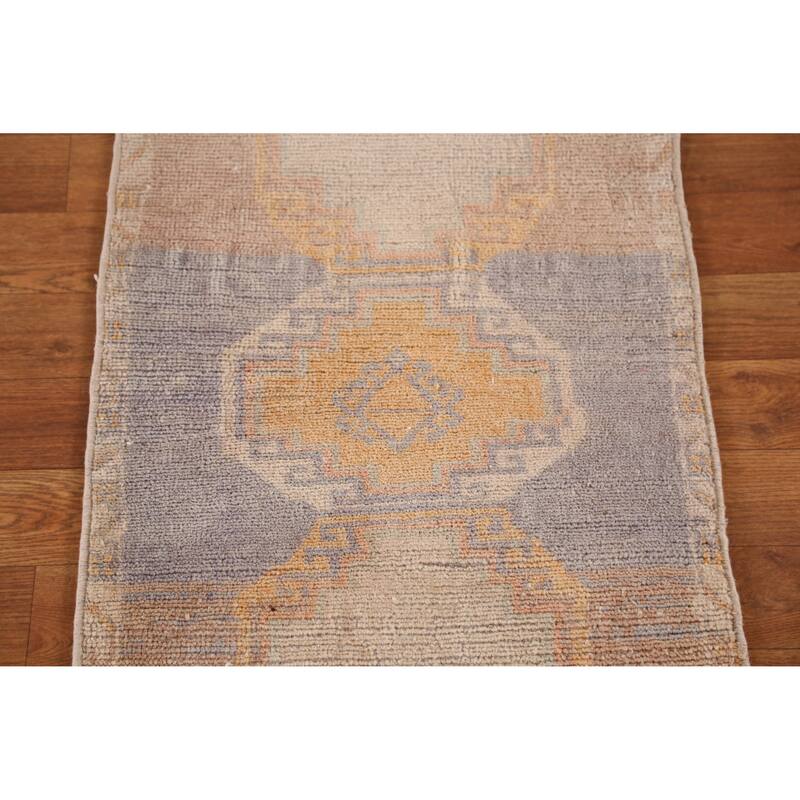 Hand Knotted Oriental 100% Wool Carpet Transitional Geometric Beige & Ivories Anatolian Area Rug - 2' 9'' X 1' 7''