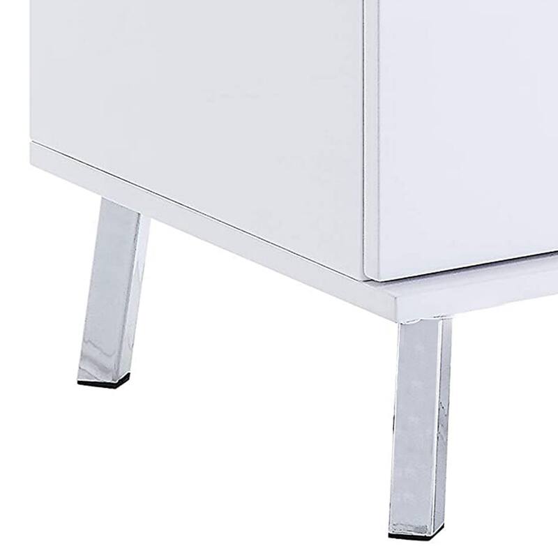 Transitional Wooden Dual Tone End Table with 2 Drawers, White and Brown