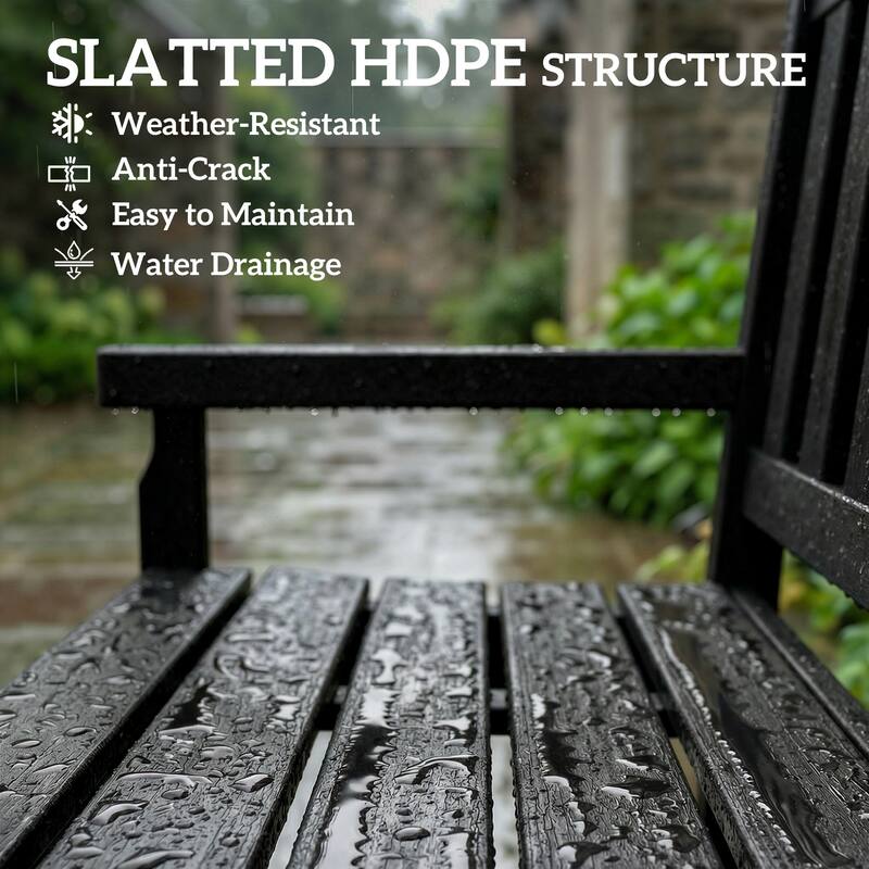 Outsunny Outdoor Bench, 49" All-Weather HDPE Garden Bench, 2-Person Patio Loveseat with 528 lbs Capacity