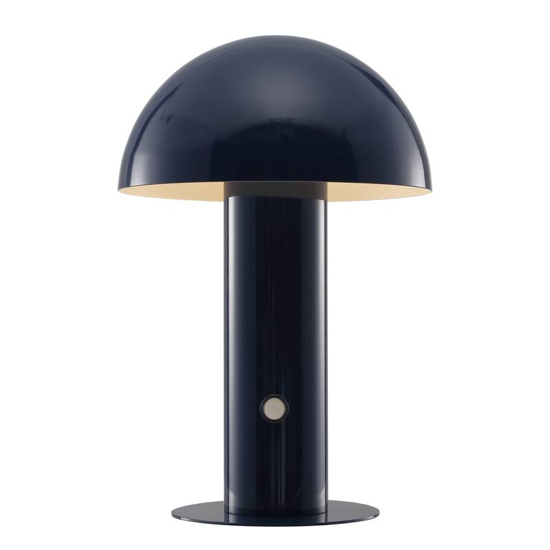 Porcini 10.75" Contemporary Bohemian Rechargeable/Cordless Iron Integrated LED Mushroom Table Lamp, by JONATHAN Y