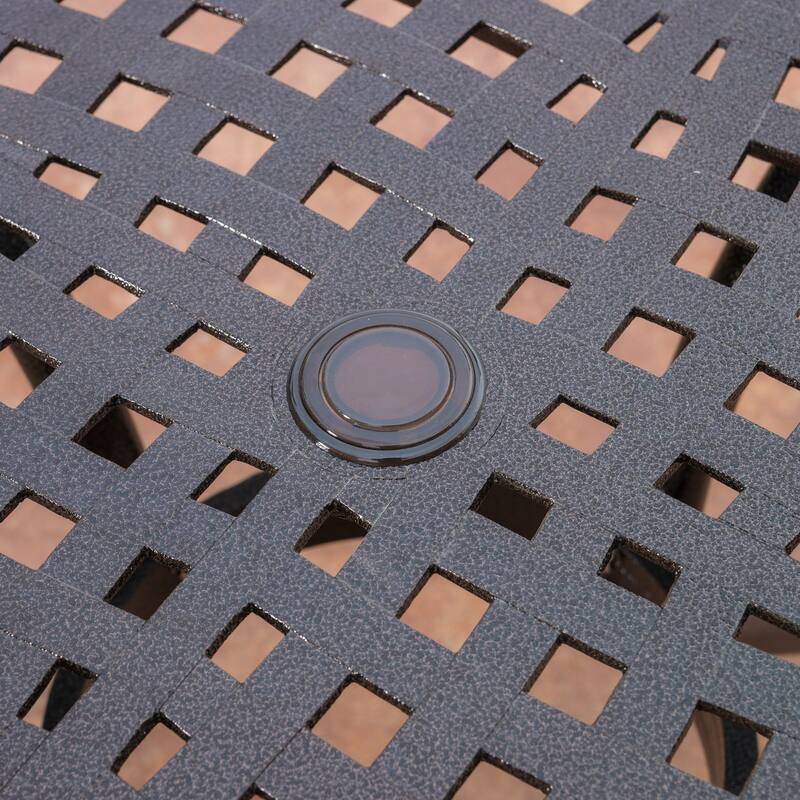 Roomfitters 48in Outdoor Round Dining Table Cast Aluminum Patio Garden Table with Decorative Lattice Top