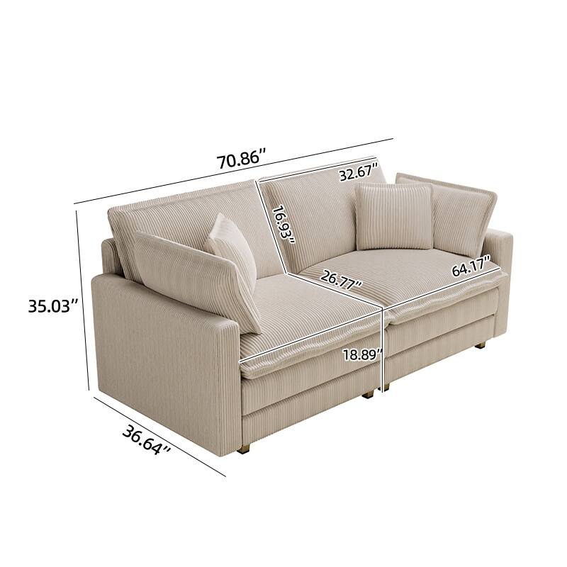 Modular Sectional Sofa,Deep Seat Couch for Living Room , 4 Pillow, Modern L-Shaped Sofa for Living Room Bedroom Apartmen