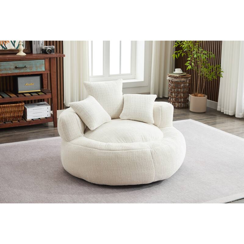 Foam Bean Bag Chairs for Adults/Teens with Filling,Bean Bag Lazy Sofa with Ultra Soft Chenille Cover,Round Bean Bag,Indo