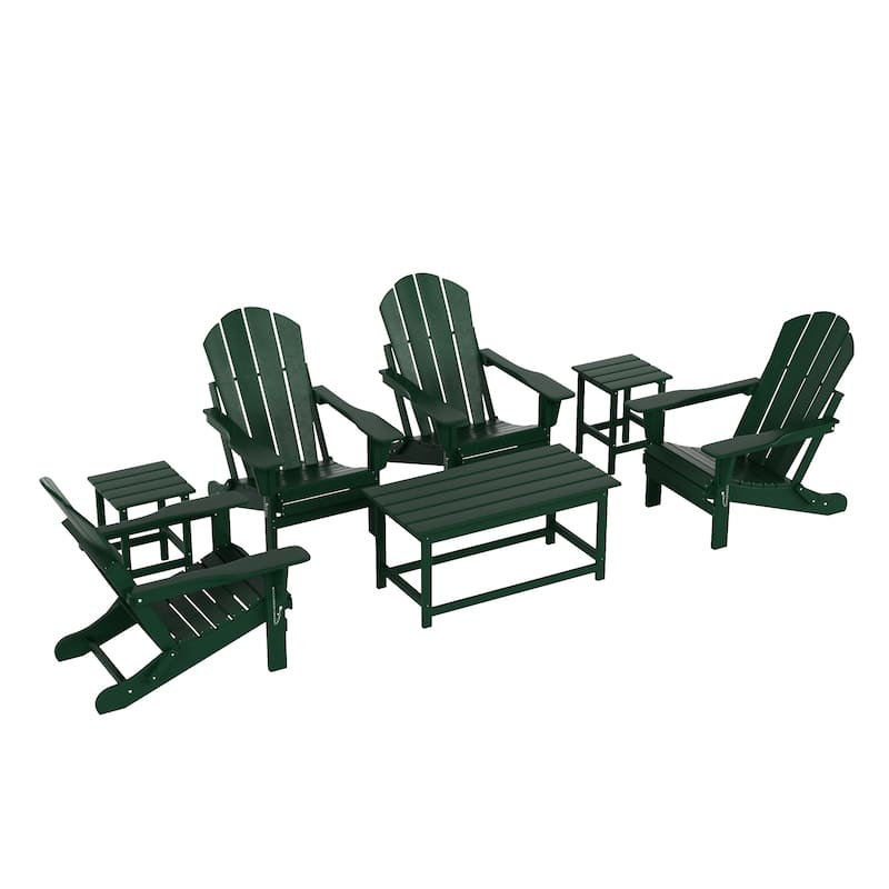 Laguna Hdpe All Weather Outdoor Patio Foldable Adirondack Chairs Conversation Set (7-Piece Set)