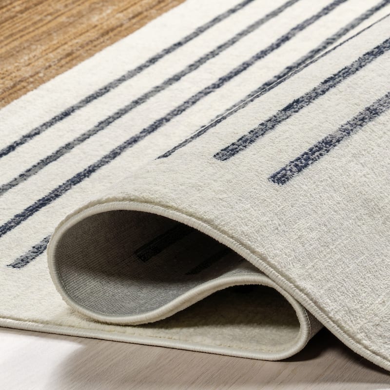 Nuloom Keeva Modern Striped Fringe Area Rug - 6'4" Round - Beige