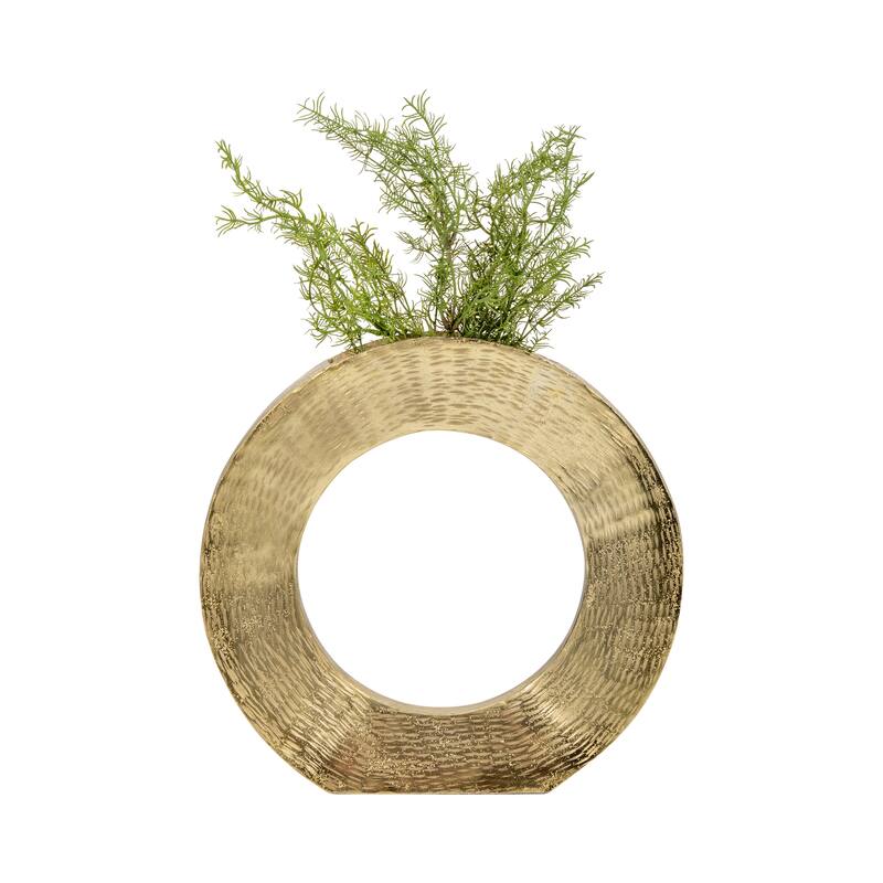 Sagebrook Home Modern Glam Metal, Round Open Cut Out Vase