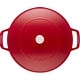 preview thumbnail 5 of 4, Staub 28cm / 4qt Round Cast Iron Saute Pan with Chistera Lid, Cherry
