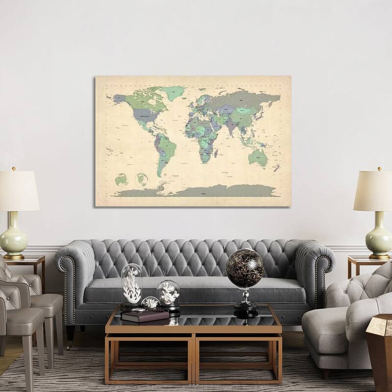 iCanvas "Map of The World VI" by Michael Tompsett Canvas Print