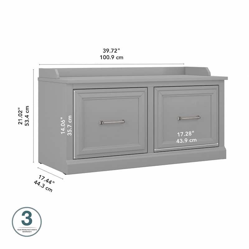 Woodland 40W Shoe Storage Bench with Doors by Bush Furniture