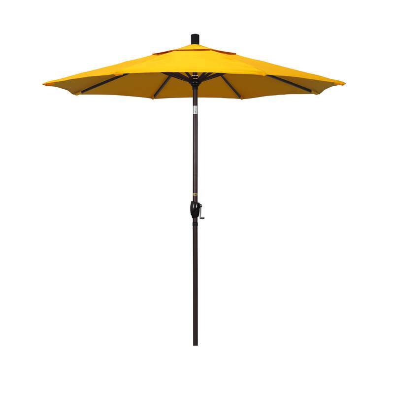 California Umbrella 7.5' Rd. Aluminum Patio Umbrella, Crank Lift with Push Button Tilt, Bronze Finish, Sunbrella Fabric - Sunflower Yellow