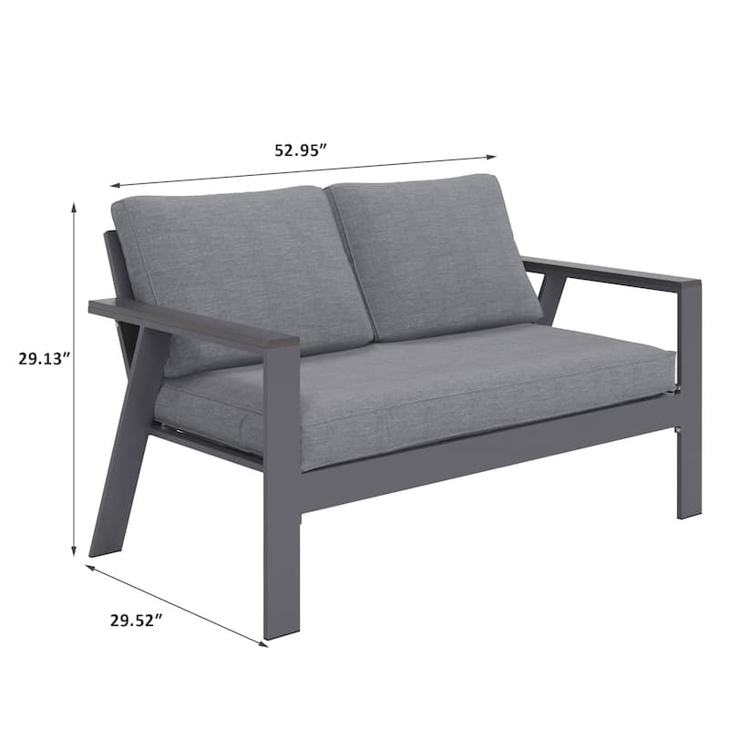 Patio Aluminum Loveseat with Cushions