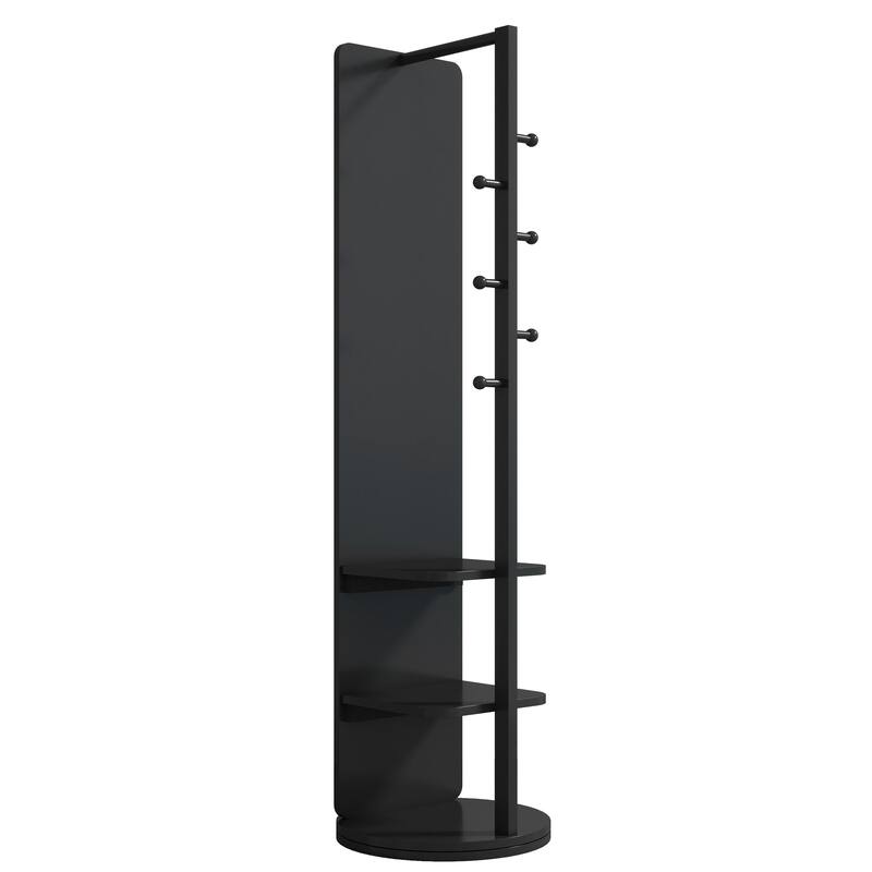 360°Rotating Multifunctional Coat Rack with Full Length Mirror and Hook