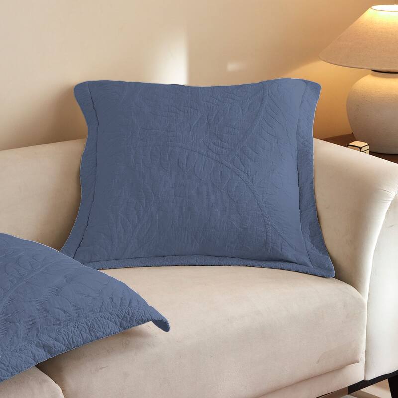 2 Pcs Cotton Embroidered Quilted Euro Shams 26"x26"