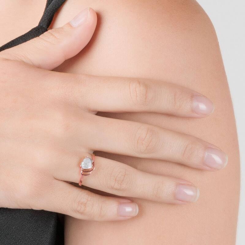 0.97 Carat 14k Rose Gold Aquamarine Gemstone Ring w/ Natural Diamond