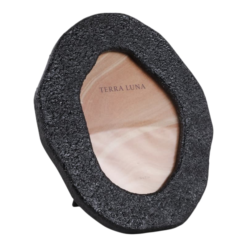 Wood Glass Frame Oval Mirror for Home Office Casual Decor - 10" Black