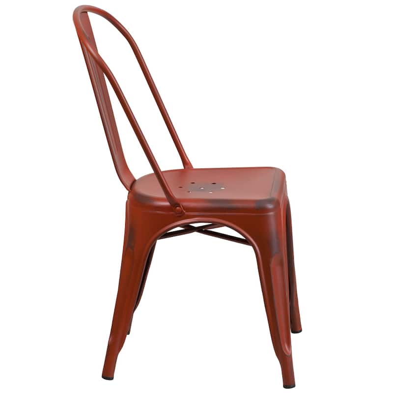 Distressed Metal Indoor/ Outdoor Stackable Chair