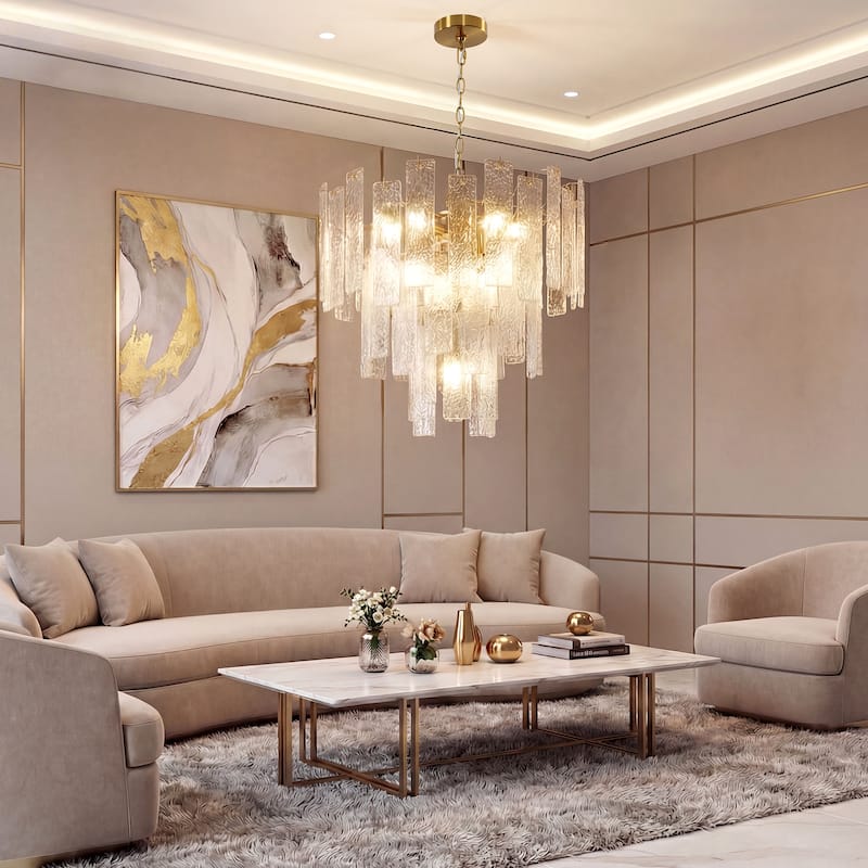 10 - Light Dimmable Tiered Chandelier