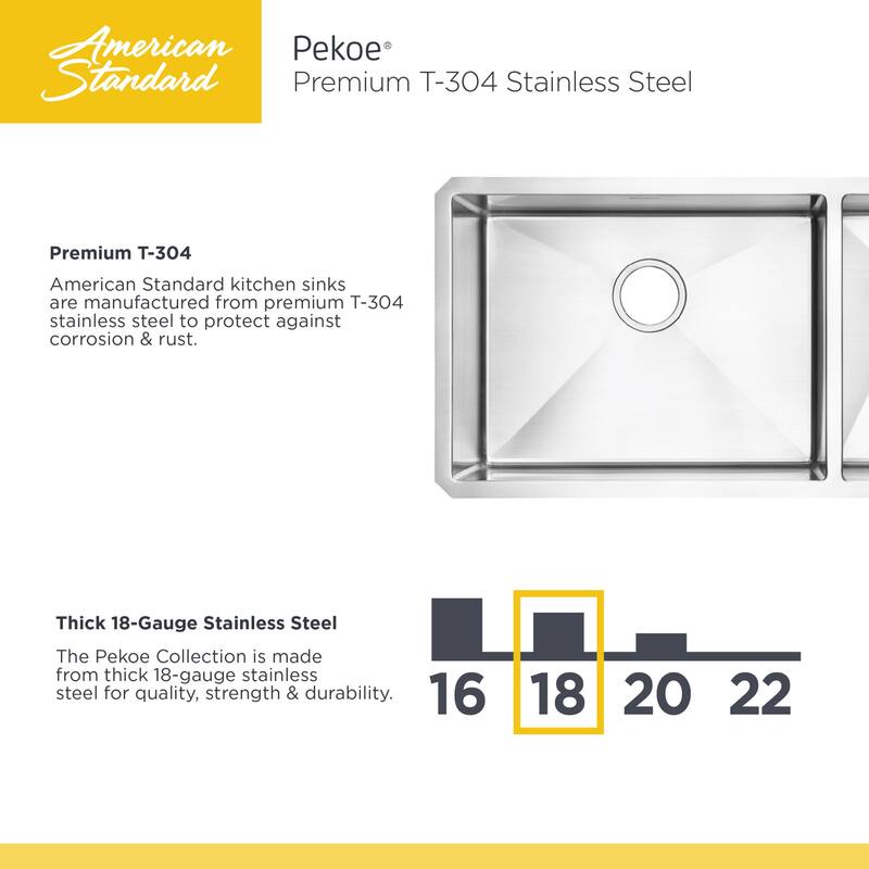 American Standard Pekoe 35" Double Basin Stainless Steel Kitchen Sink