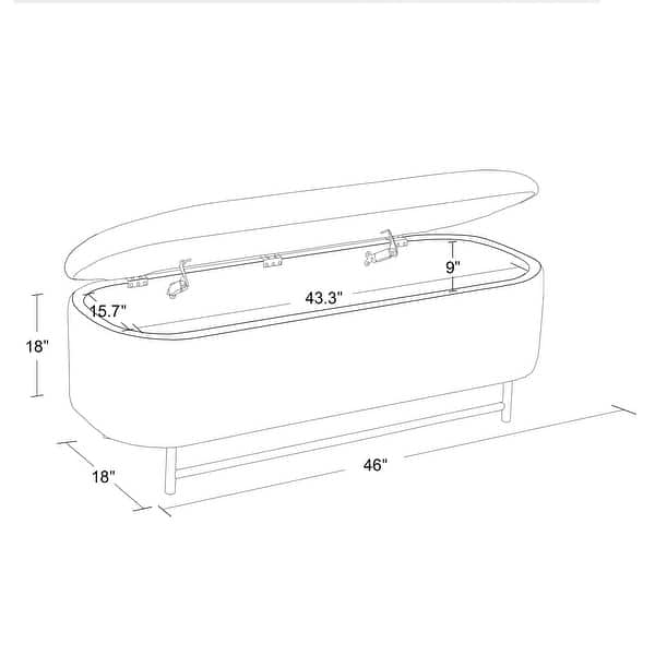 dimension image slide 4 of 5, HomePop Ellipse Modern Storage Bench with Metal Legs