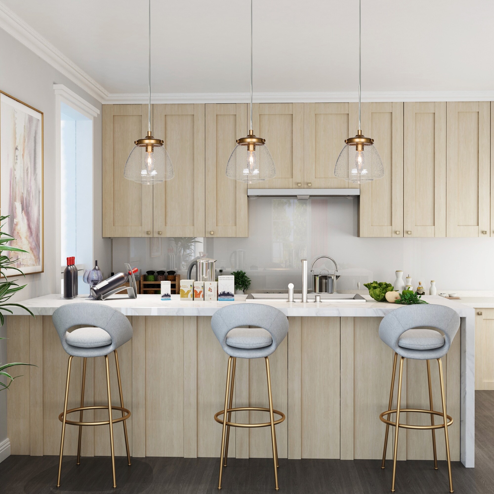 Island glass pendant lights