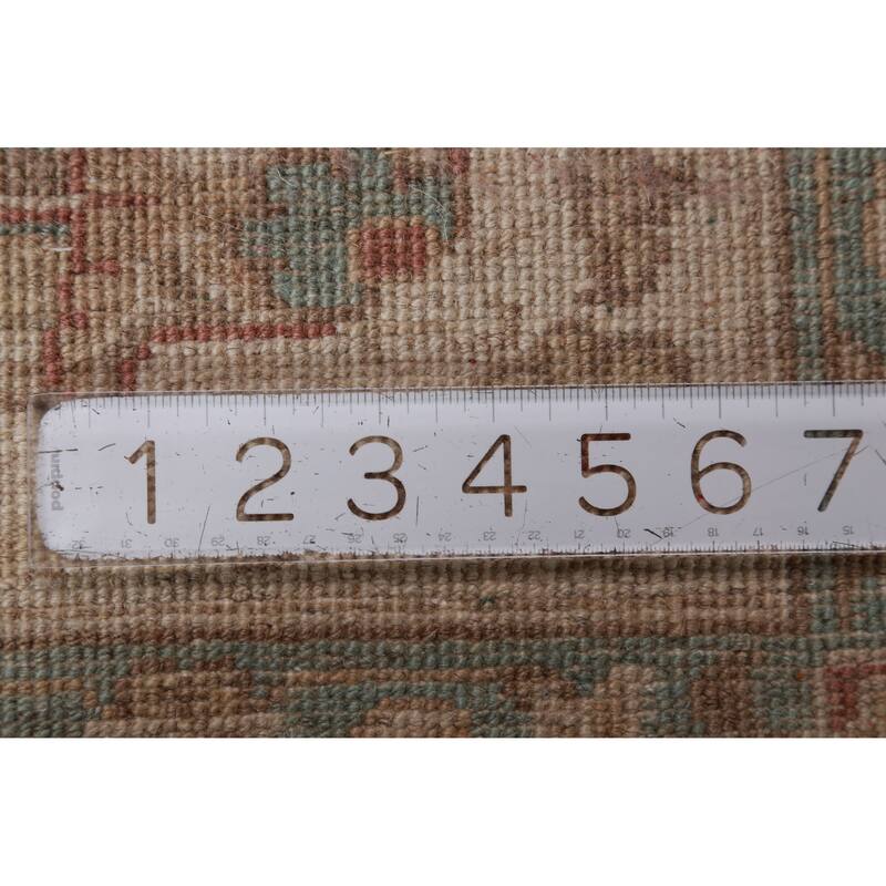 Hand Knotted Oriental 100% Wool Carpet Transitional All-Over Brown Oushak Area Rug - 14' 2'' X 11' 7''