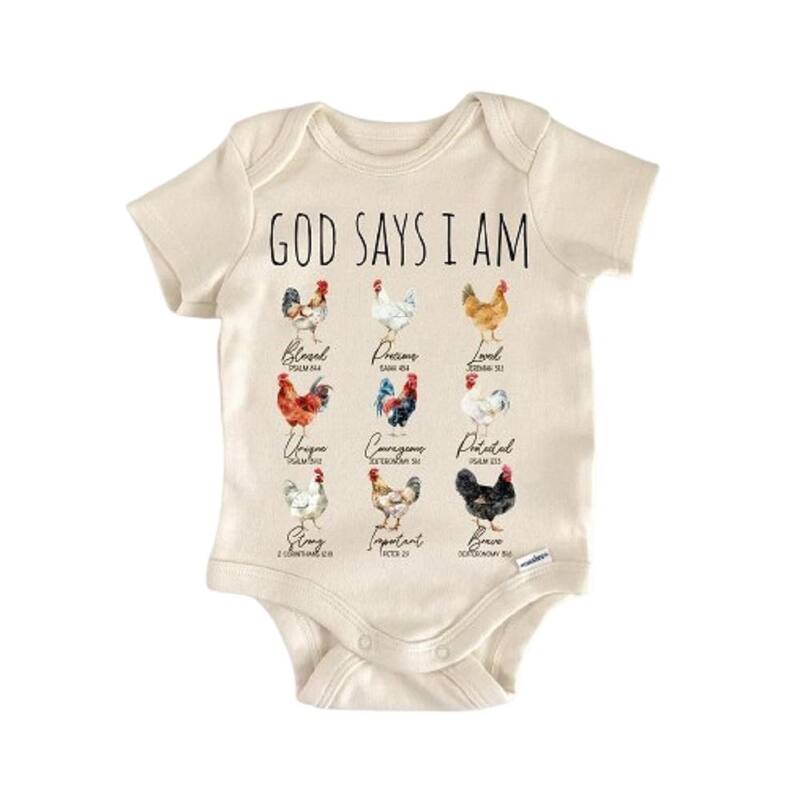 Chicken Religious God - Baby Boy Girl Clothes Infant Bodysuit Funny Cute Newborn - Pink - 0-3M