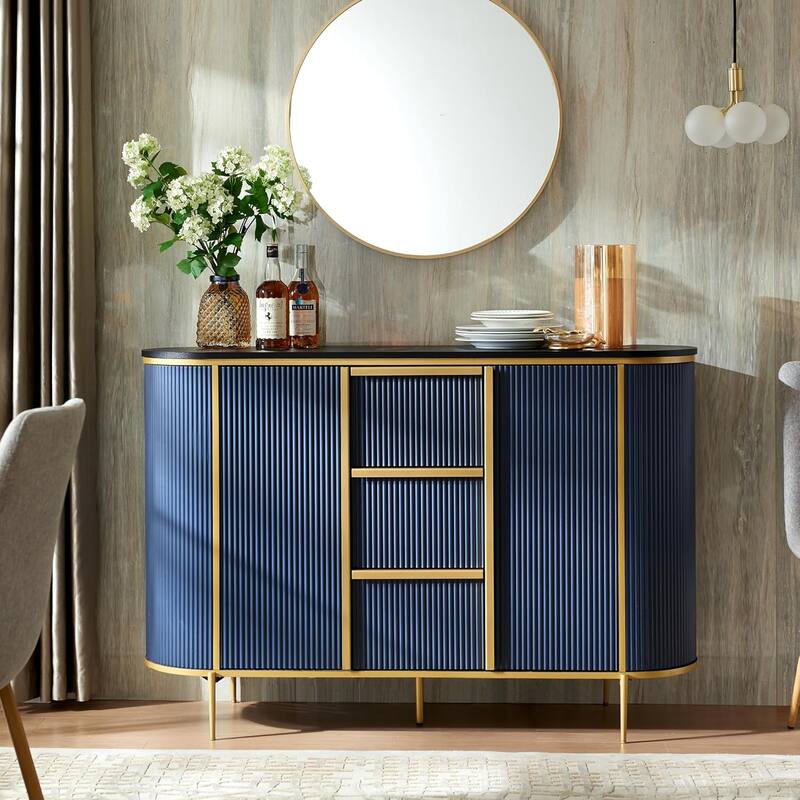 54" Modern Fluted Buffet Cabinet, Buffet Table, Coffee/Wine Bar
