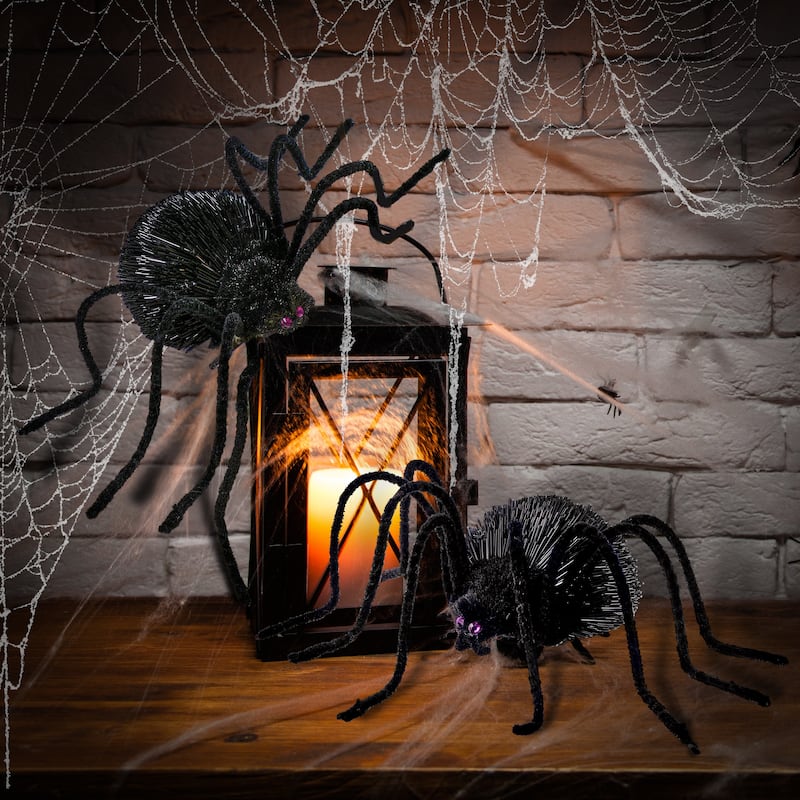 9" Glitter Black Spider