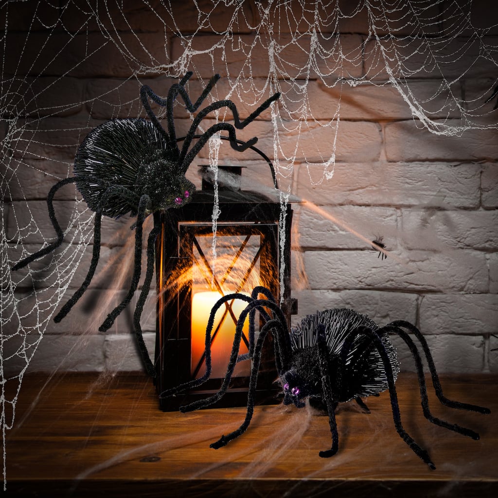9" Glitter Black Spider