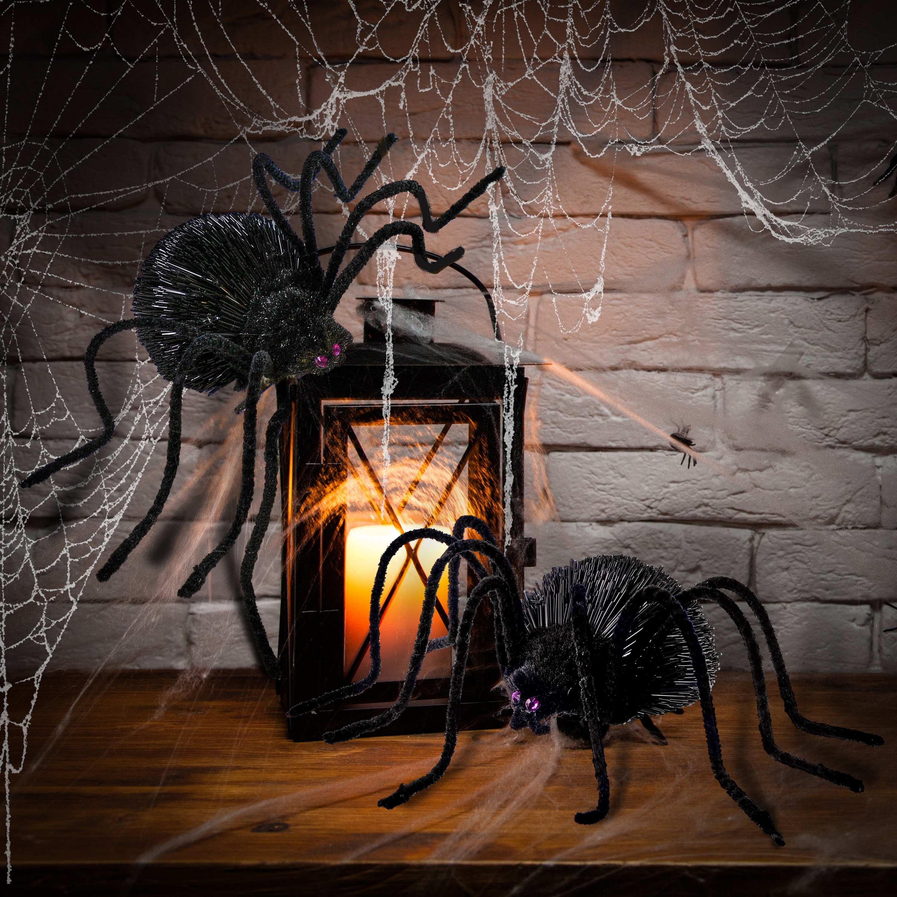 9" Glitter Black Spider