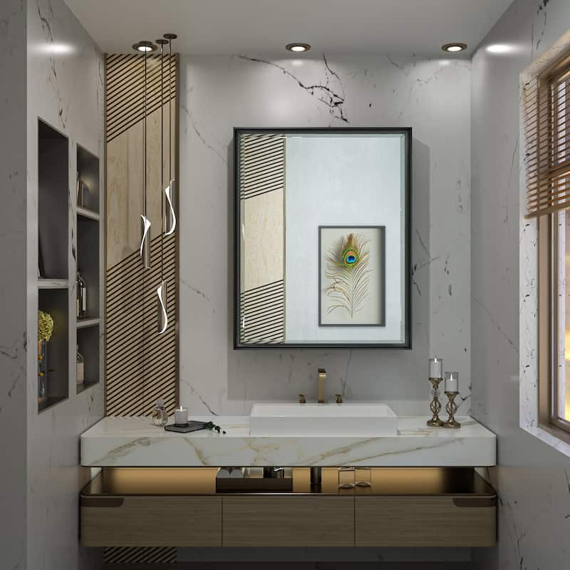 TokeShimi Medicine Cabinets for Bathroom with Mirror, Beveled Framed