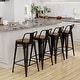 preview thumbnail 38 of 41, Bar Stools With Back set of 4 Industrial Metal Barstools with Wooden Seats