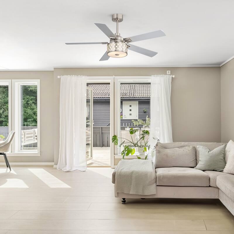 52-inch Reversible 5-Blade Fandelier Ceiling Fan with Light and Remote