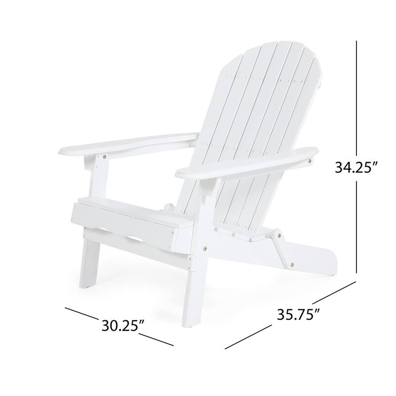 Libo Outdoor Adirondack Chair, Slatted Seat, Modern White Acacia Wood