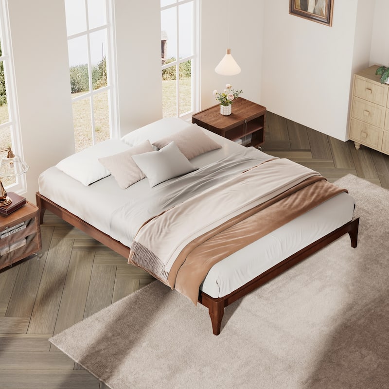 12 Inch Queen Size Solid Dry Bamboo Wood Platform Bed Frame